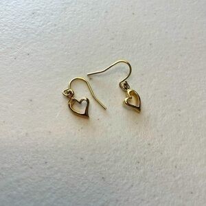 Tiny Goldtone Open Heart Earrings for Valentine’s Day With Fishhook Backing